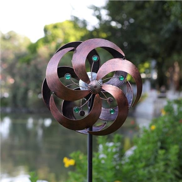Solar WindSpinner Improved 360Degrees Swivel Multi-Color LED Lighting Glass Ball - Picture 1 of 6